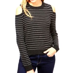 Wool Cashmere Cold Shoulder Striped Sweater Size 1X